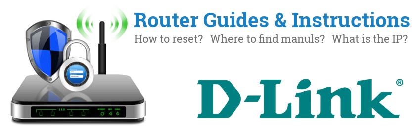 Image of a D-Link router with 'Router Reset Instructions'-text and the D-Link logo
