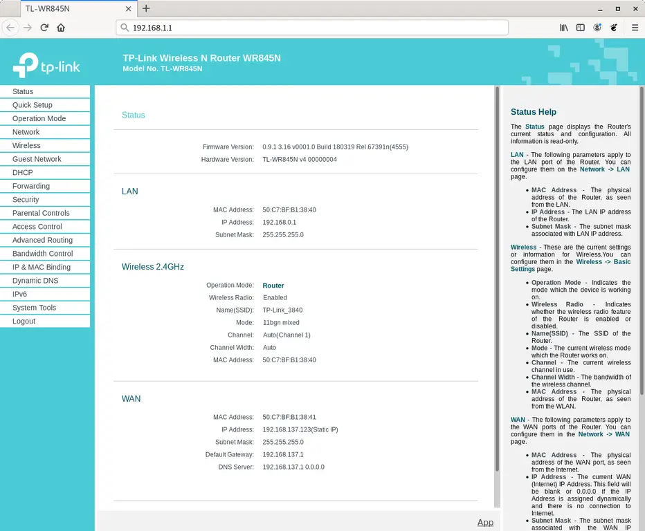 t p link router configuration