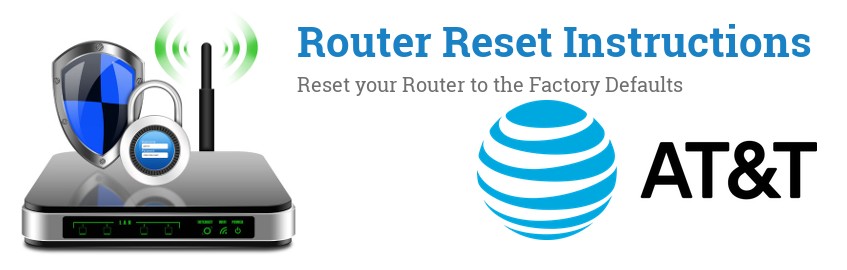 Image of a AT&T router with 'Router Reset Instructions'-text and the AT&T logo